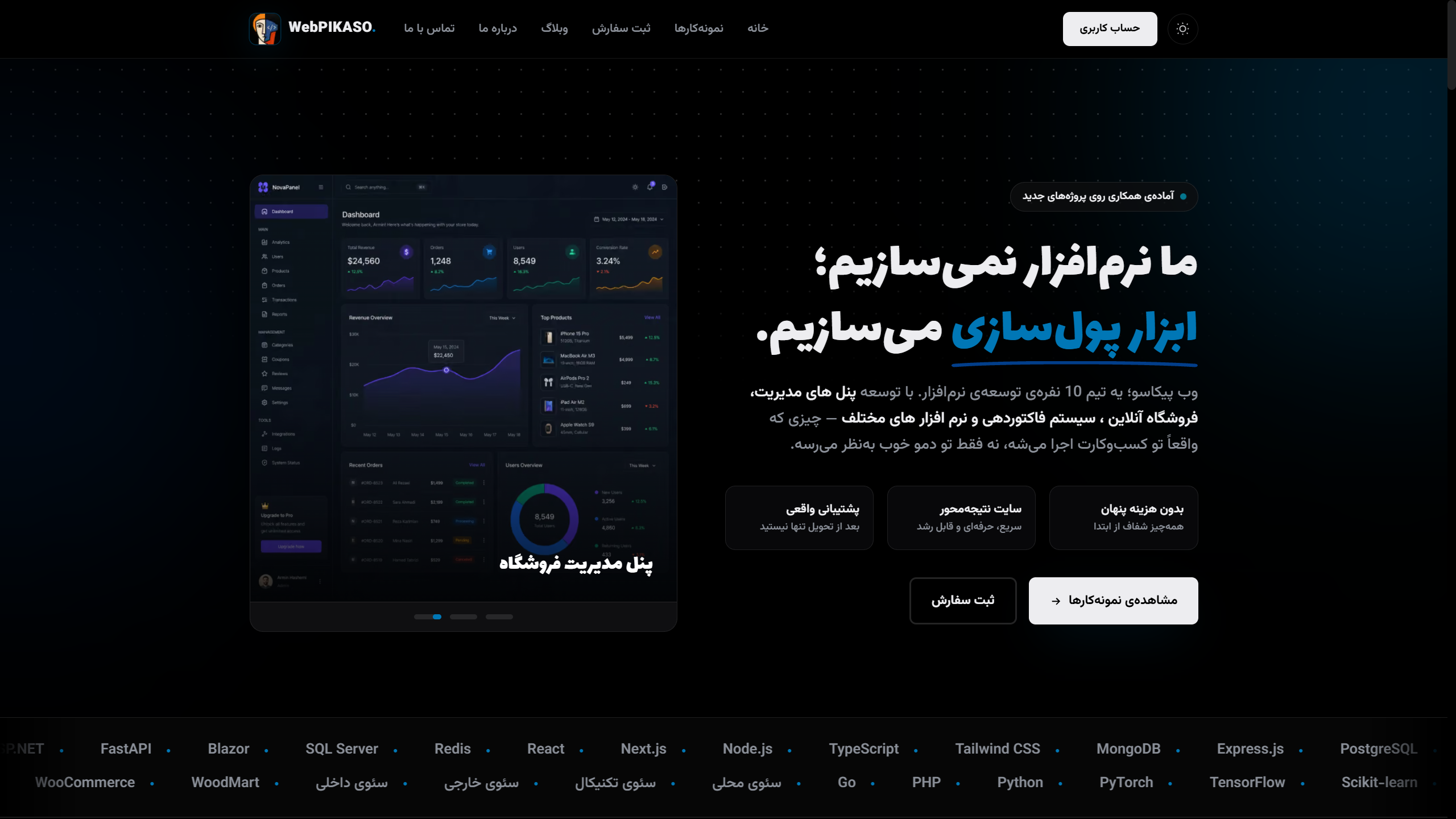 WebPikaso — وبسایت شرکت برنامه‌نویسی